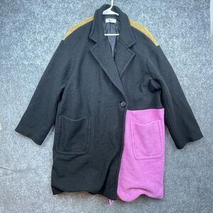 Peter Som Coat Womens 6 Black Pink Brown Colorblock Wool Rent The Runway